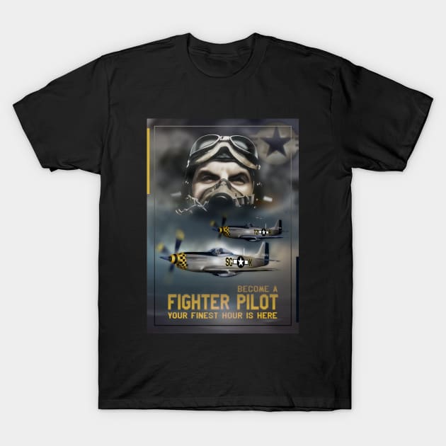 P51 Mustang Pilot T-Shirt by hardtbonez